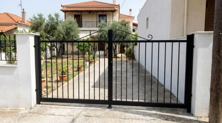 Μεταλλική καγκελόπορτα εισόδου με αυτοματισμό