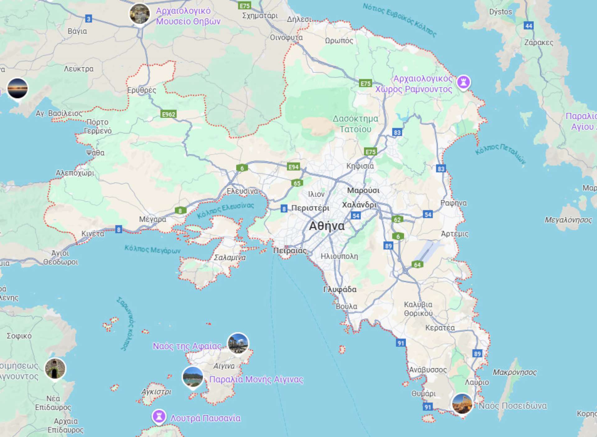 Χάρτης περιοχών εξυπηρέτησης DIATECH PRO στην Αττική